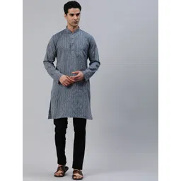 Manthan Men Striped Mandarin Collar Kurta-picture-10