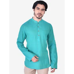 Manthan Men Turquoise Blue Short Kurta-picture-14