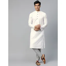 Manthan Men White Ethnic Motif Printed Mandarin Collar Straight kurta-picture-38