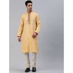 Manthan Men Yoke Design Zari Kurta-picture-21