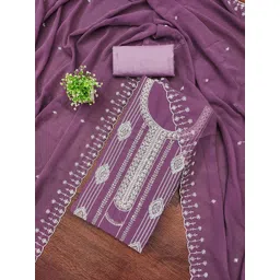 MANVAA Embroidered Silk Chiffon Unstitched Dress Material-picture-21