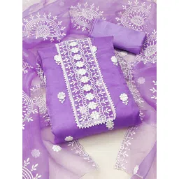 MANVAA Ethnic Motifs Embroidered Organza Unstitched Dress Material-image-41