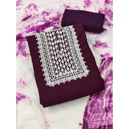 MANVAA Ethnic Motifs Embroidered Silk Georgette Unstitched Dress Material-picture-38