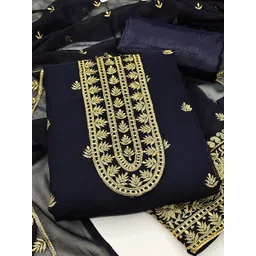 MANVAA Ethnic Motifs Embroidered Zari Unstitched Dress Material-image-2