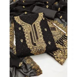 MANVAA Floral Embroidered Georgette Unstitched Dress Material-picture-14