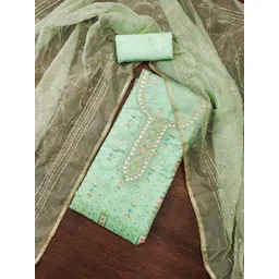 MANVAA Floral Embroidered Organza Unstitched Dress Material-picture-11