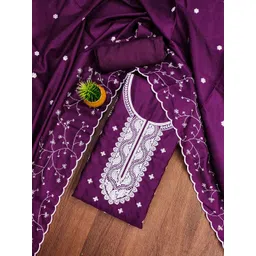 MANVAA Floral Embroidered Sequinned Unstitched Dress Material-picture-31