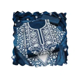 MANVAA Floral Embroidered Thread Work Chanderi Cotton Unstitched Dress Material-picture-36