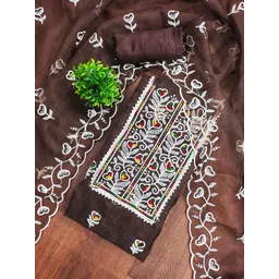 MANVAA Floral Embroidered Thread Work Organza Unstitched Dress Material-picture-12