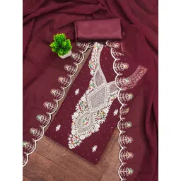 MANVAA Floral Embroidered Thread Work Silk Georgette Unstitched Dress Material-picture-15