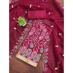 MANVAA Floral Embroidered Thread Work Unstitched Dress Material-picture-27