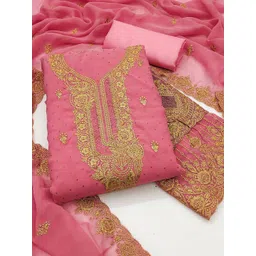 MANVAA Floral Embroidered Zari Unstitched Dress Material-picture-15