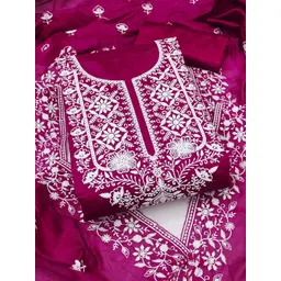 MANVAA Floral Embroidery Thread Work Chanderi Cotton Unstitched Dress Material-picture-25