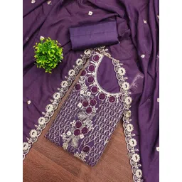 MANVAA Floral Embroidery Thread Work Georgette Unstitched Dress Material-picture-16