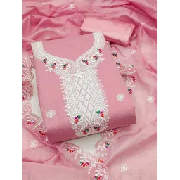 MANVAA Pink Unstitched Heavy Thread Embroidered Chanderi Cotton Dress Material-picture-39