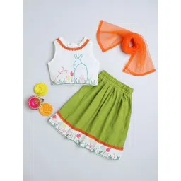 MANY FROCKS & Girls Printed Ready to Wear Lehenga Blouse With Dupatta-picture-46