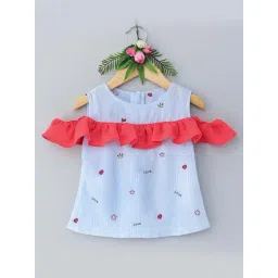 Many Frocks Kids Blue & Dark Pink Cotton Printed Top-picture-42