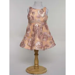 Many Frocks Kids Peach Embellished Dress-picture-36
