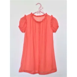 Many Frocks Kids Peach Regular Fit Dress-picture-40