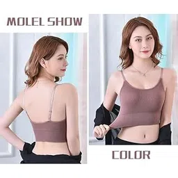 manya beauty Women Cotton Padded Wire Free Sports Bra for Fitness Yoga & Gymwear, Crop Top Push Up Bra -Multicolor - (Free Size Fit Up to 28 to 34)-picture-30