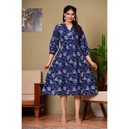 manya fashion Women A-line Blue Midi/Calf Length Dress-picture-34