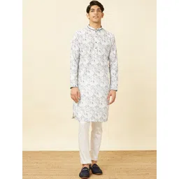 Manyavar Abstract Printed Mandarin Collar Long Sleeve Straight Kurta-picture-27