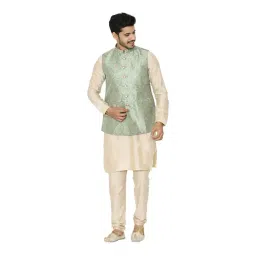 Manyavar Aqua Green Printed Ethnic Jacket-picture-47
