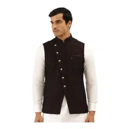 Manyavar Black Printed Ethnic Waistcoat-picture-20