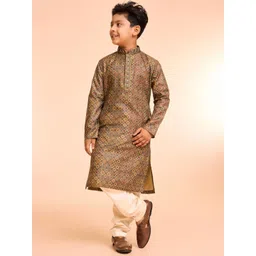 Manyavar Boys Ethnic Motifs Printed Kurta with Pyjama-picture-51