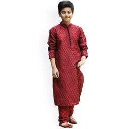 Manyavar Boys Ethnic Motifs Woven Design Kurta with Churidar-picture-26