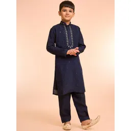 Manyavar Boys Floral Embroidered Kurta with Pyjama-picture-10