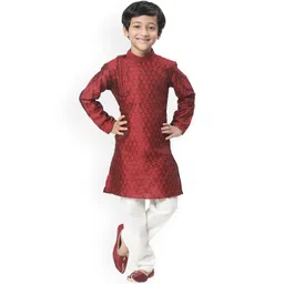 Manyavar Boys Maroon Ethnic Motifs Kurta with Pyjamas-picture-44