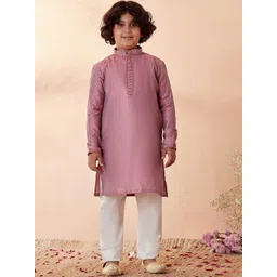 Manyavar Boys Mauve Thread Work Kurta with Pyjamas-picture-30