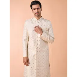 Manyavar Embroidered Mandarin Collar Sherwani-picture-32