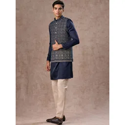 Manyavar Embroidered Velvet Woven Nehru Jackets-picture-37