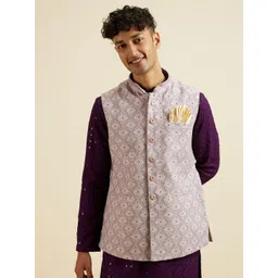Manyavar Embroidered Woven Nehru Jacket-picture-29