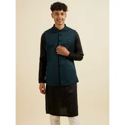 Manyavar Embroidered Woven Nehru Jacket-picture-17