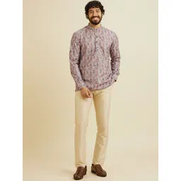 Manyavar Floral Digital Printed Mandarin Collar Straight Short Kurta-picture-41