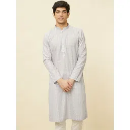 Manyavar Floral Embroidered Regular Pure Cotton Kurta With Pyjamas-picture-14
