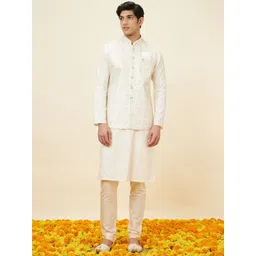 Manyavar Floral Woven Design Mandarin Collar Nehru Jacket-picture-29
