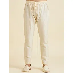 Manyavar Geometric Embroidered Mandarin Collar Sequinned Art Silk Kurta With Pyjamas image 3