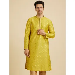 Manyavar Mandarin Collar Floral Woven Design Straight Kurta with Trouser image 5