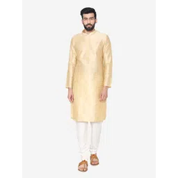 Manyavar Men Beige Self-Design Kurta with Churidar-image-45