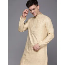 Manyavar Men Beige Solid Kurta with Churidar-image-44