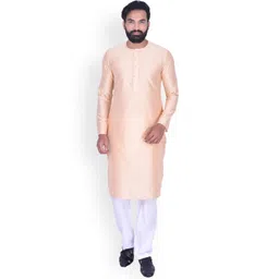 Manyavar Men Beige Solid Straight Kurta-image-13