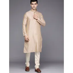 Manyavar Men Beige Woven Design Kurta with Churidar-image-38