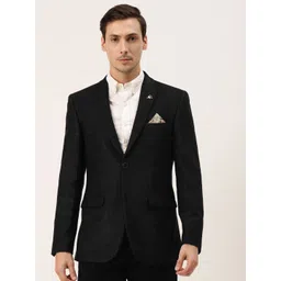 Manyavar Men Black Regular Self-Design Single-Breasted Casual Blazer-picture-39