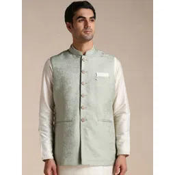 Manyavar Men Brocade Woven Design Sleeveless Nehru Jacket-picture-25
