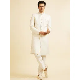 Manyavar Men Embroidered Long Sleeve Sherwani Set-picture-36