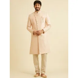 Manyavar Men Embroidered Mandarin Collar Sherwani Set-image-29